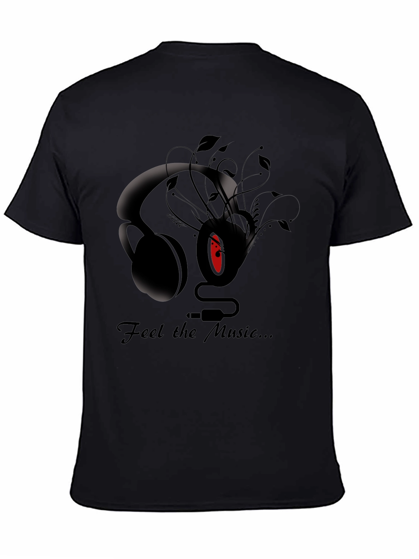 Feel the Music Graphic Tee - Stylish Black T-Shirt