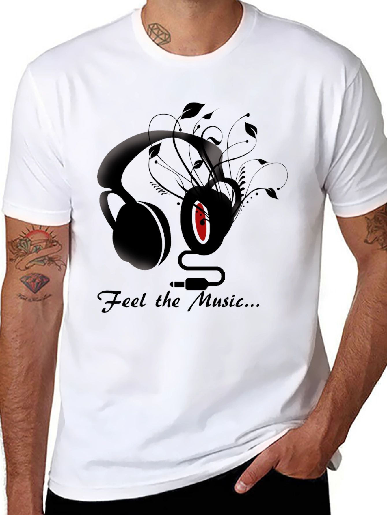 Feel the Music Graphic Tee - Stylish Black T-Shirt