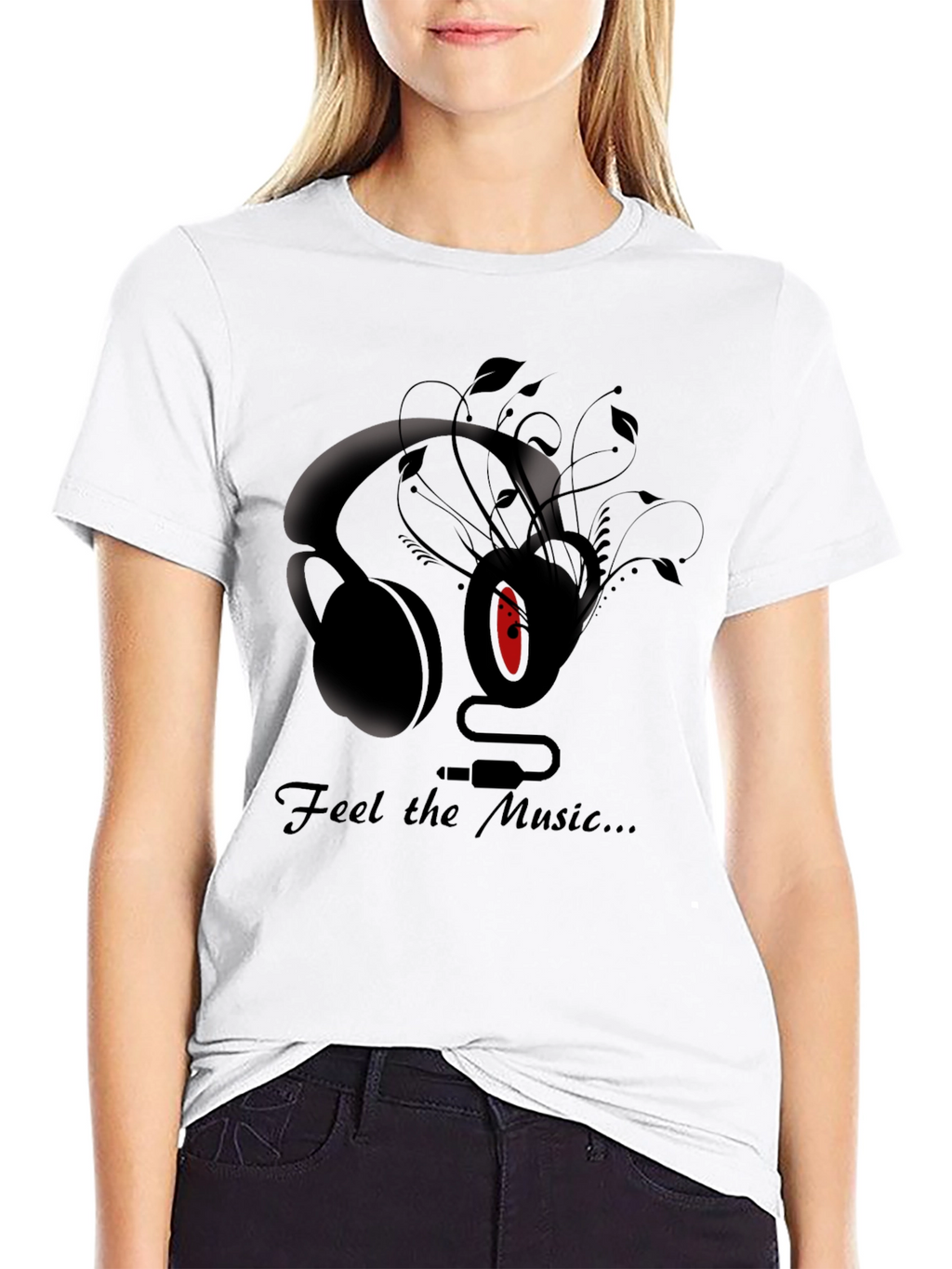 Feel the Music Graphic Tee - Stylish Black T-Shirt