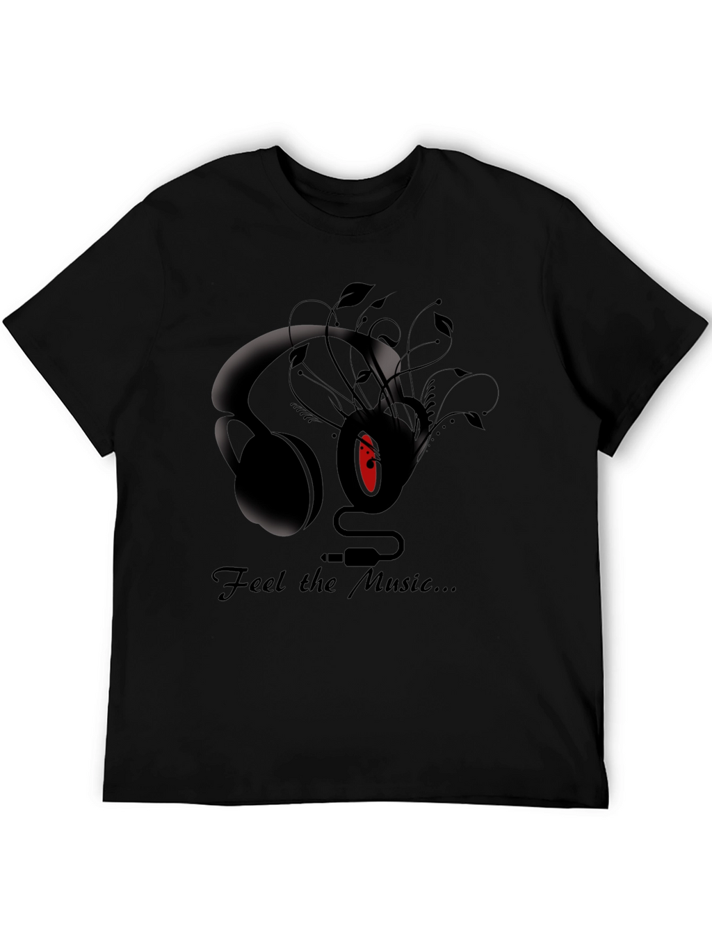 Feel the Music Graphic Tee - Stylish Black T-Shirt