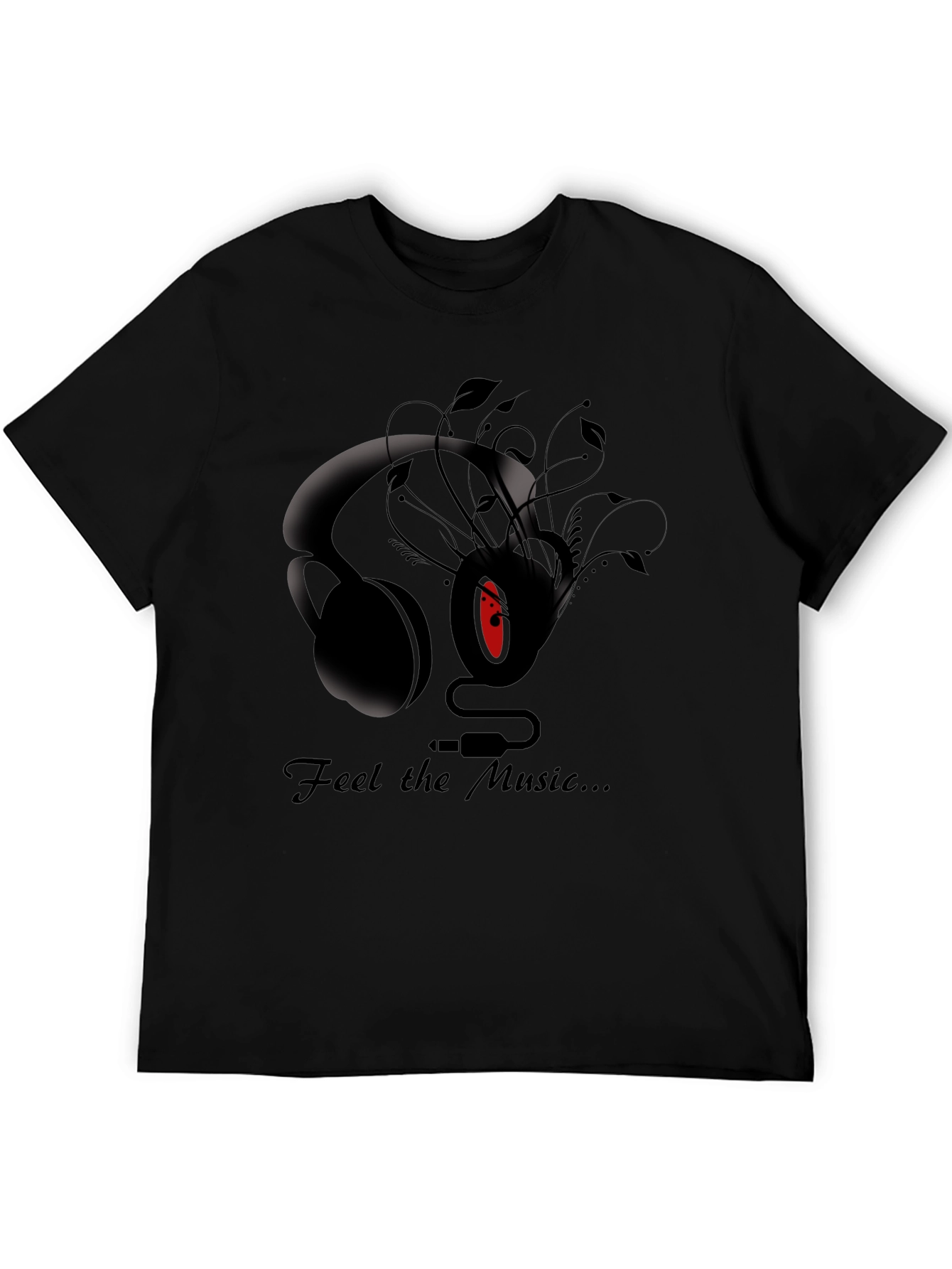 Feel the Music Graphic Tee - Stylish Black T-Shirt