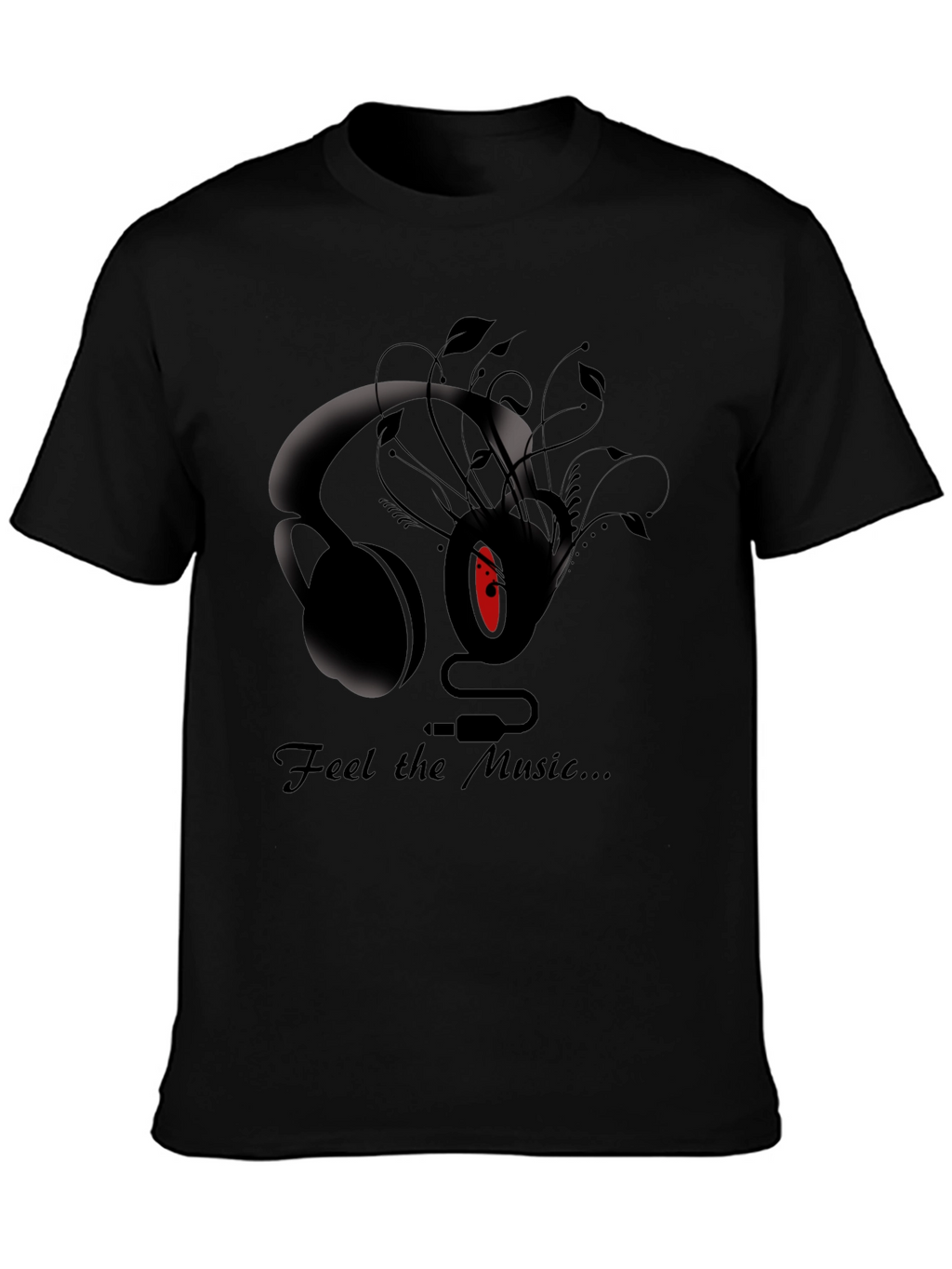 Feel the Music Graphic Tee - Stylish Black T-Shirt