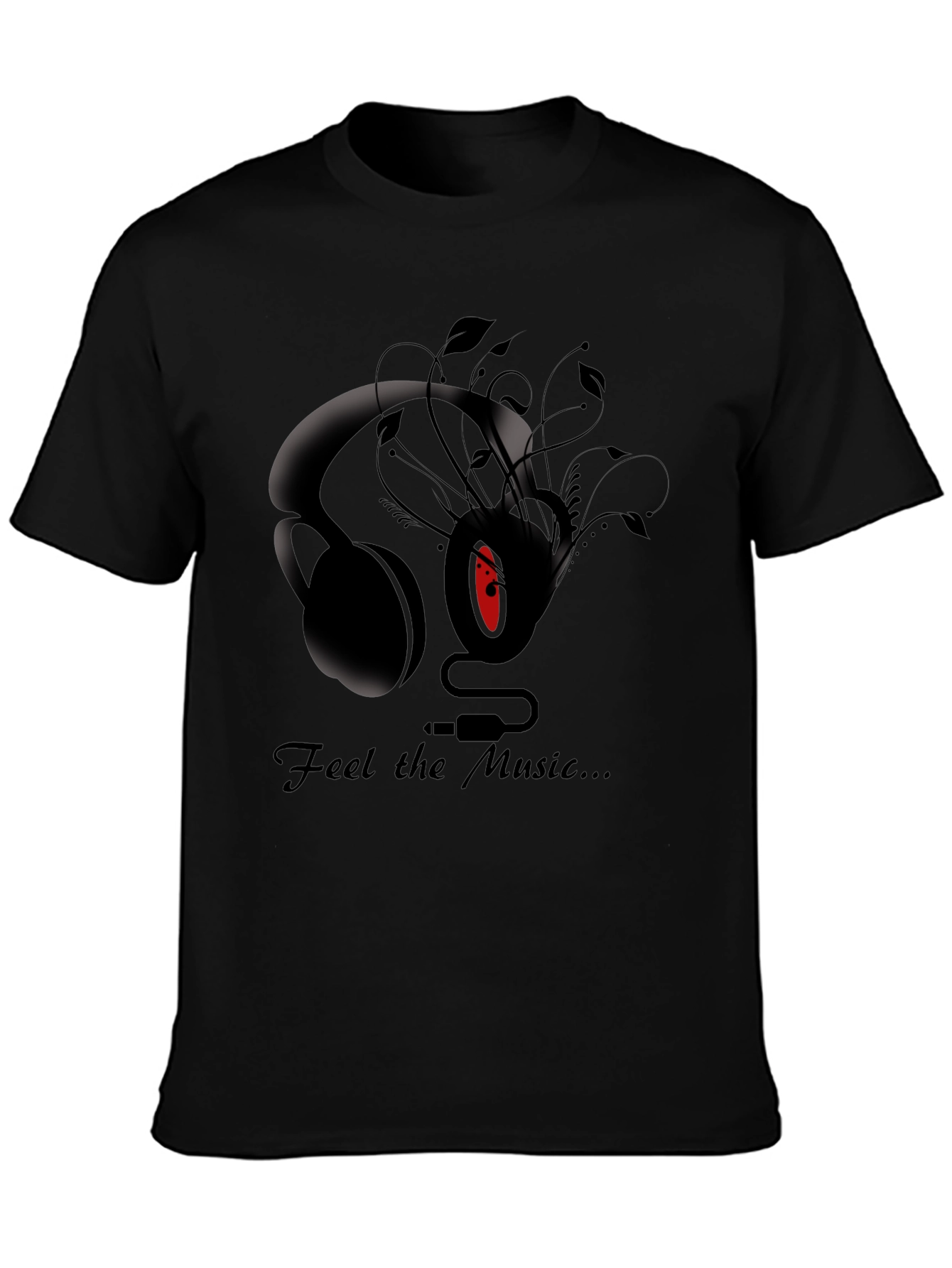 Feel the Music Graphic Tee - Stylish Black T-Shirt