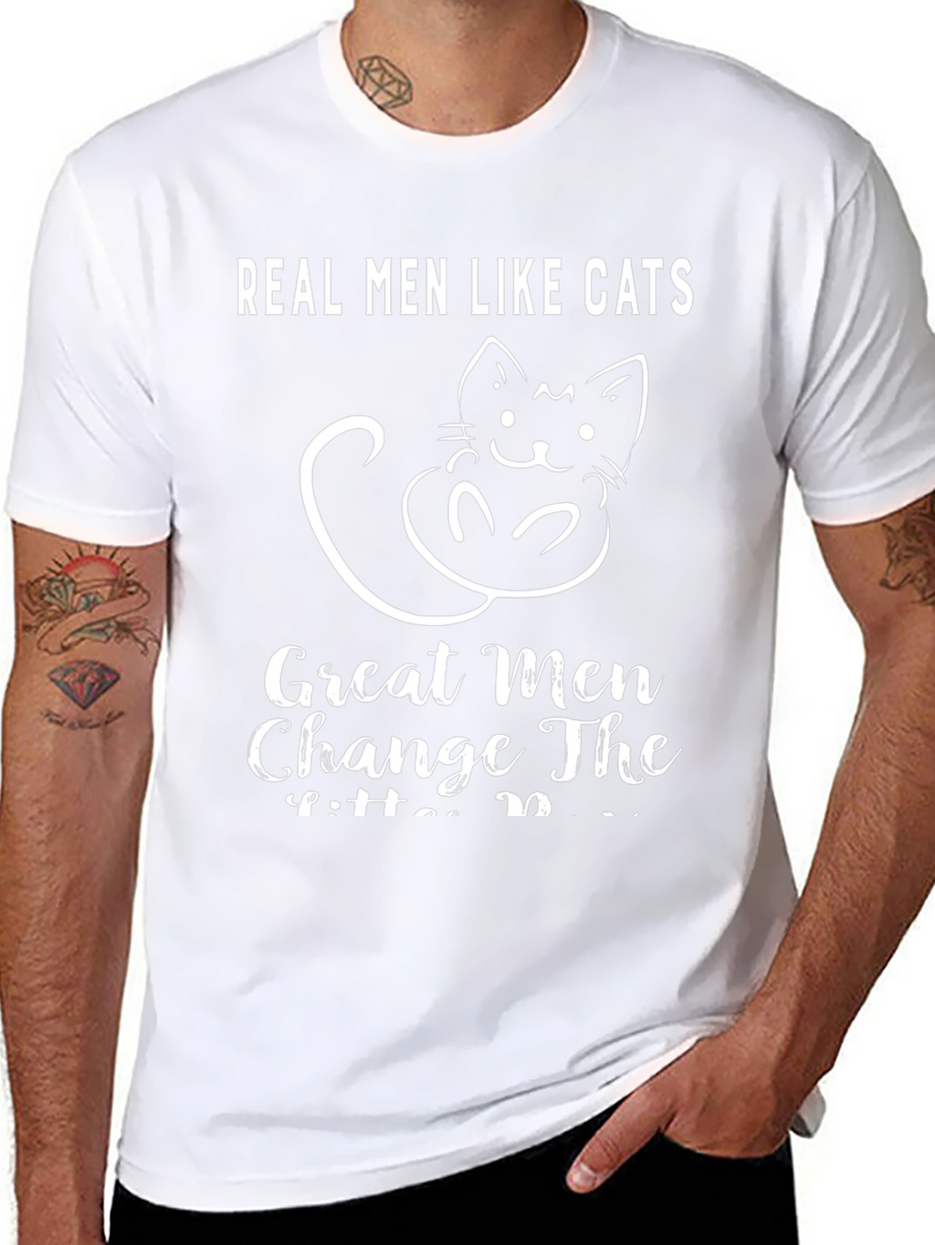 Real Men Like Cats T-Shirt Funny Cat Lover Tee