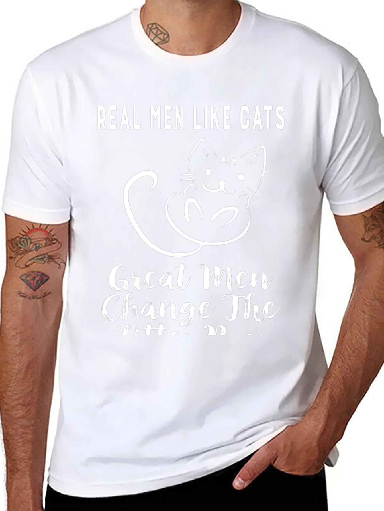 Real Men Like Cats T-Shirt Funny Cat Lover Tee