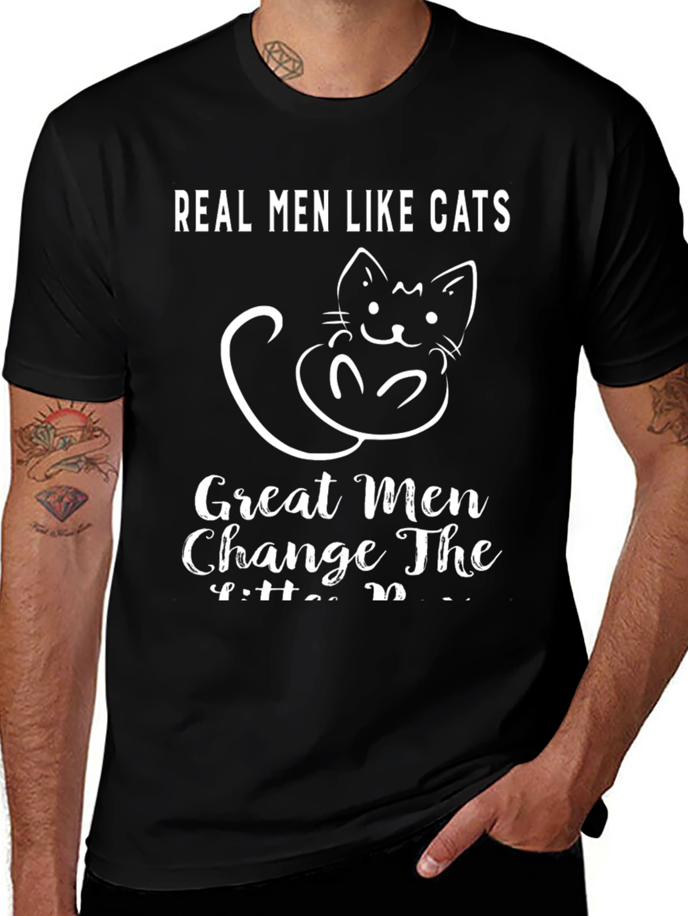 Real Men Like Cats T-Shirt Funny Cat Lover Tee