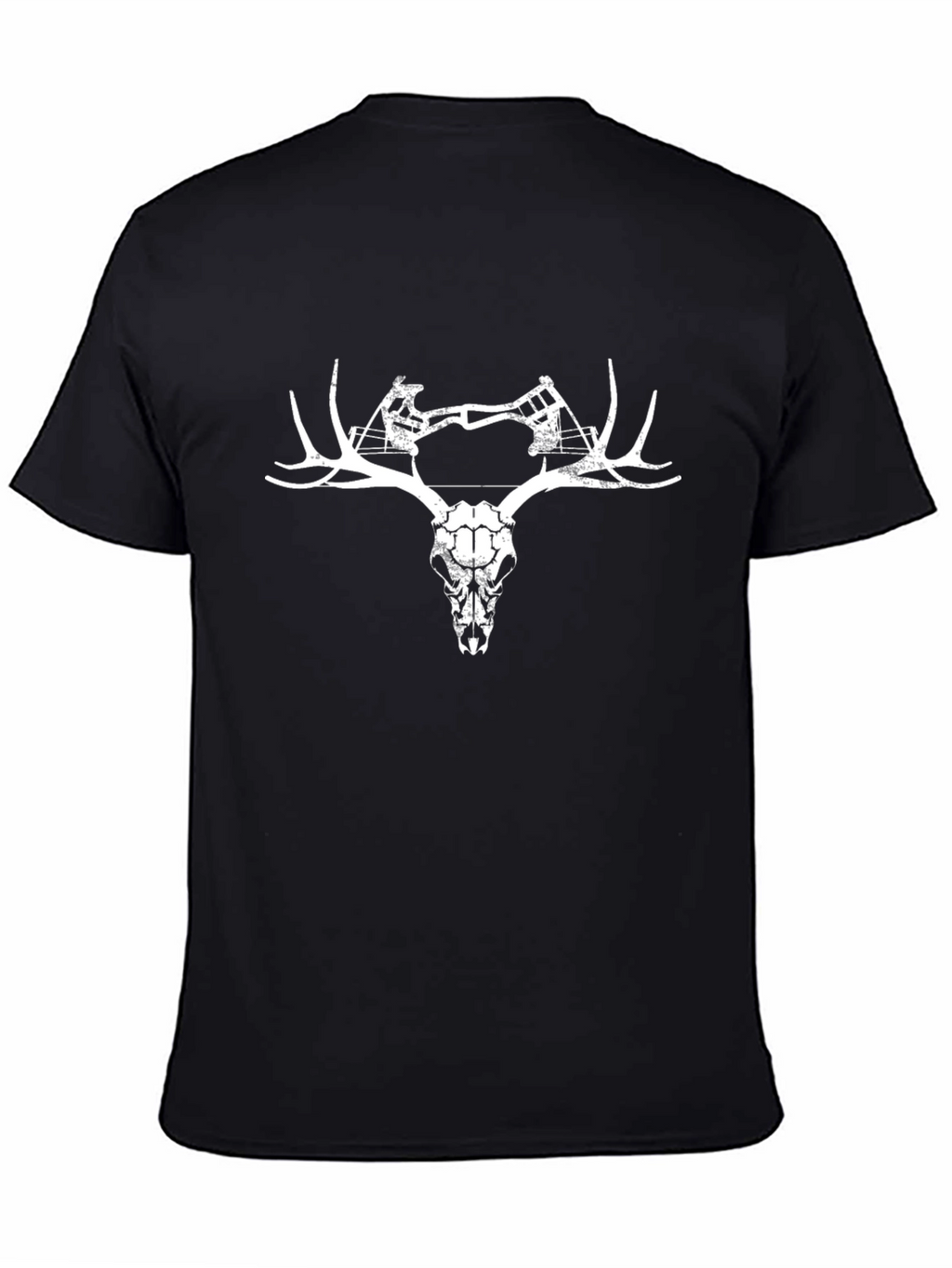 Bow Hunting Skull Graphic Tee - Black Cotton T-Shirt
