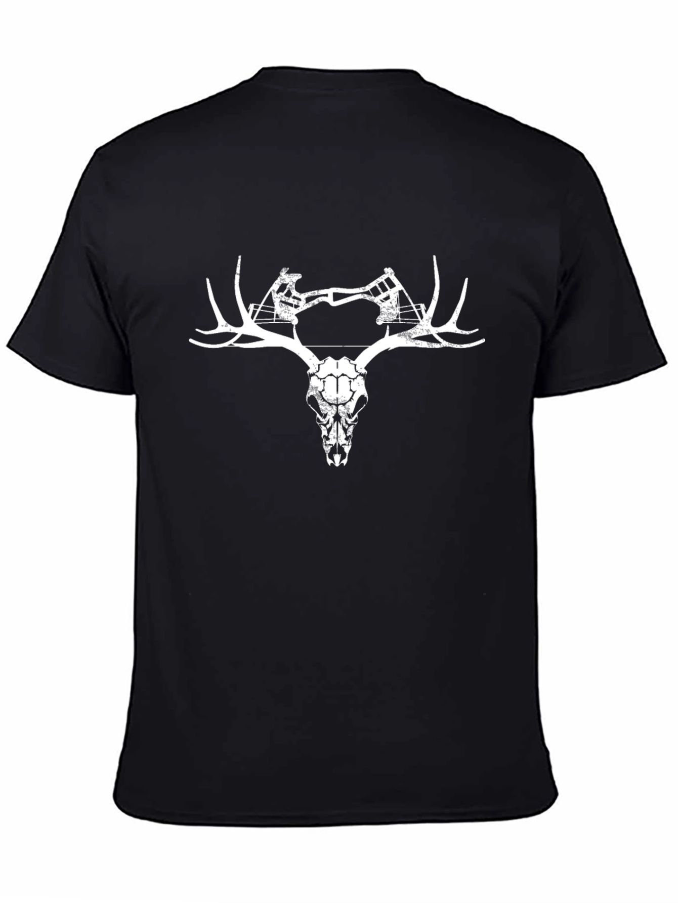 Bow Hunting Skull Graphic Tee - Black Cotton T-Shirt