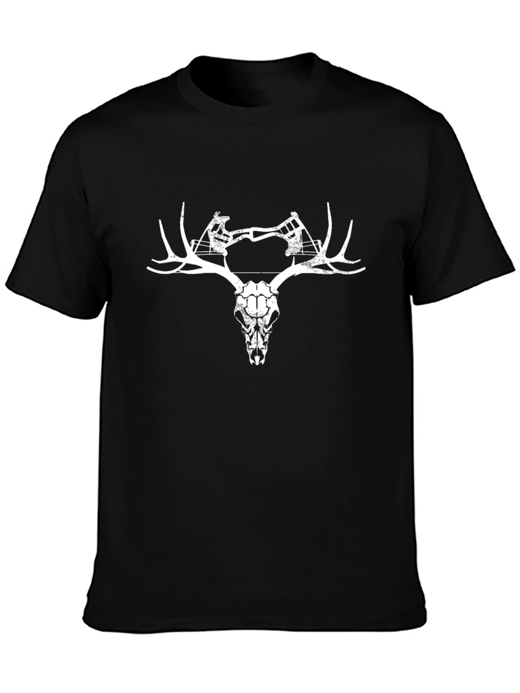 Bow Hunting Skull Graphic Tee - Black Cotton T-Shirt