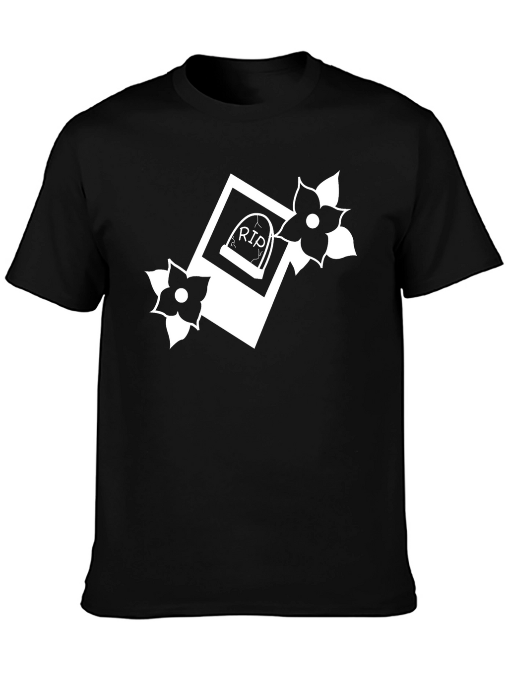 RIP Tombstone Floral Graphic T-Shirt
