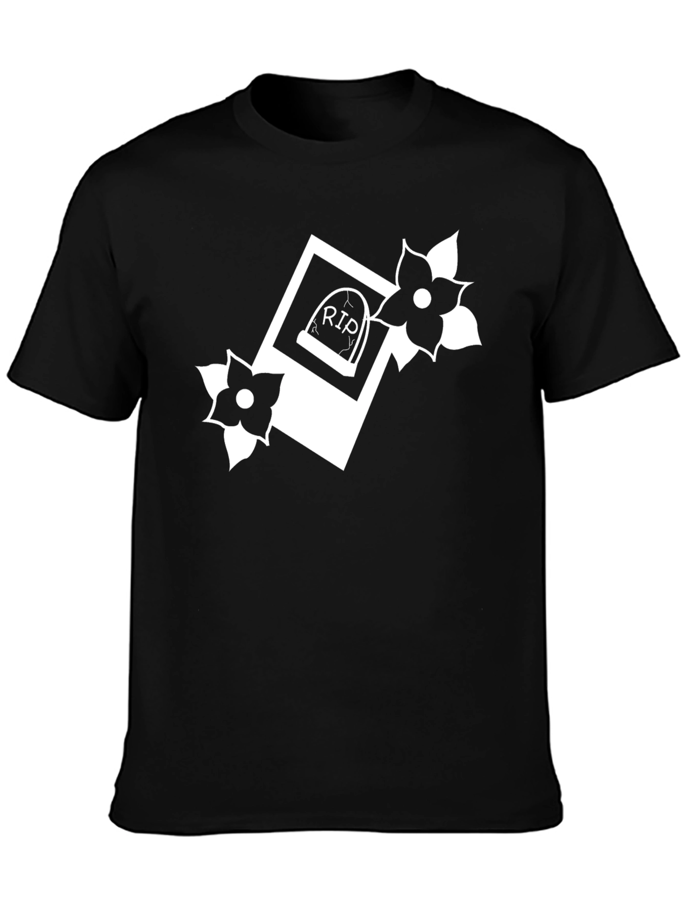 RIP Tombstone Floral Graphic T-Shirt