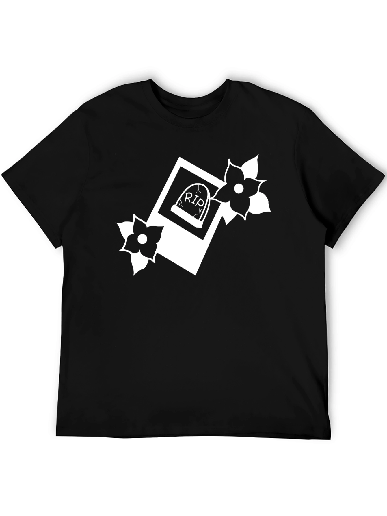 RIP Tombstone Floral Graphic T-Shirt
