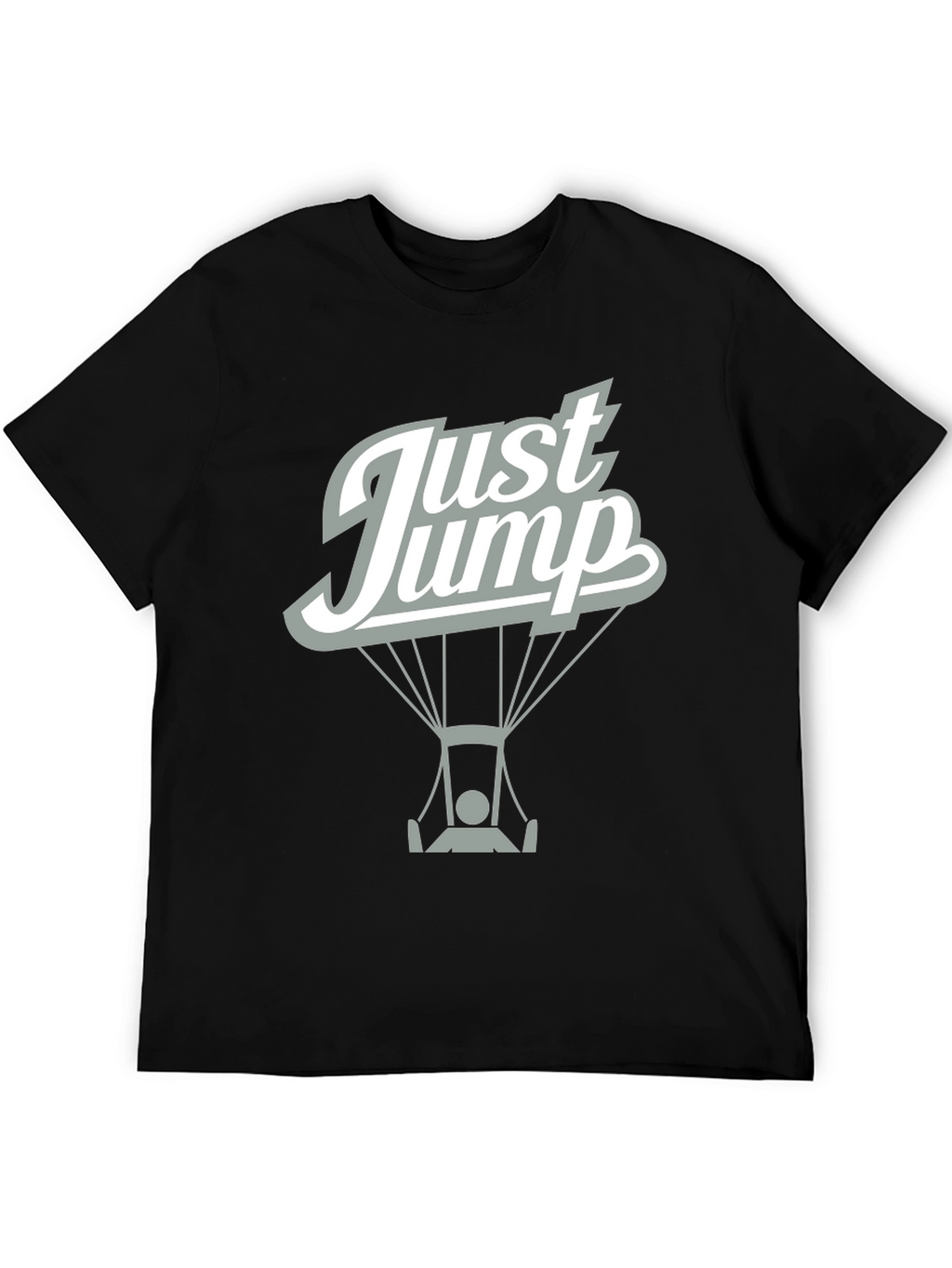 Just Jump Black Graphic Tee - Skydiving Design