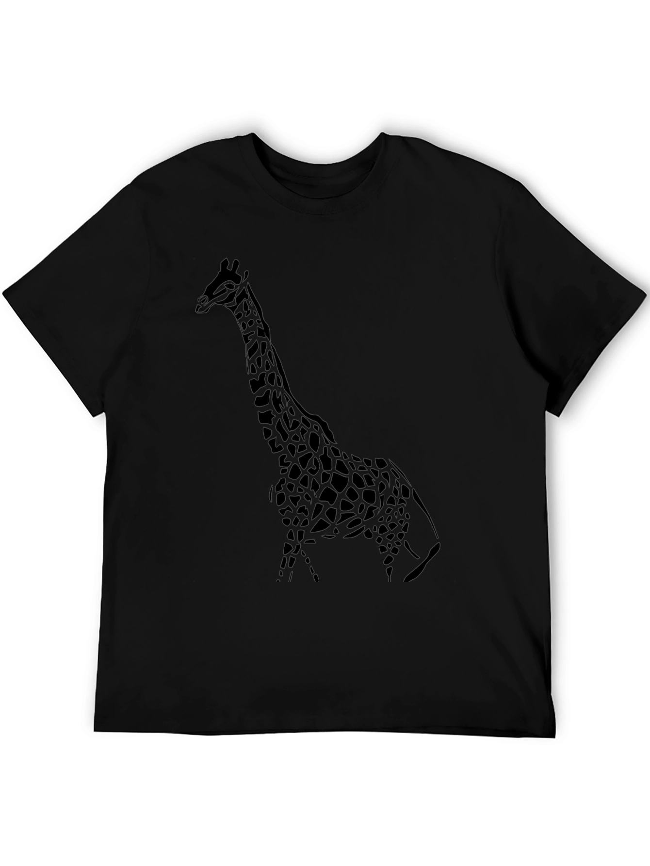 Mens Black Giraffe Graphic T-Shirt