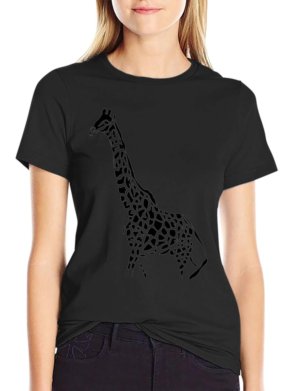 Mens Black Giraffe Graphic T-Shirt