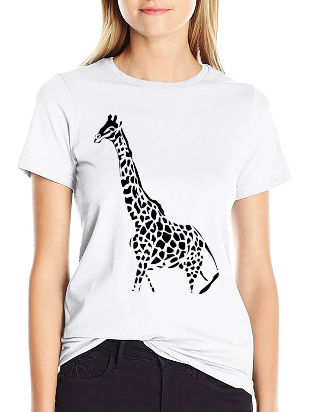 Mens Black Giraffe Graphic T-Shirt