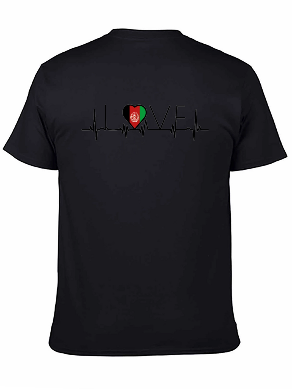 I Love Afghanistan Heartbeat T-Shirt - Black