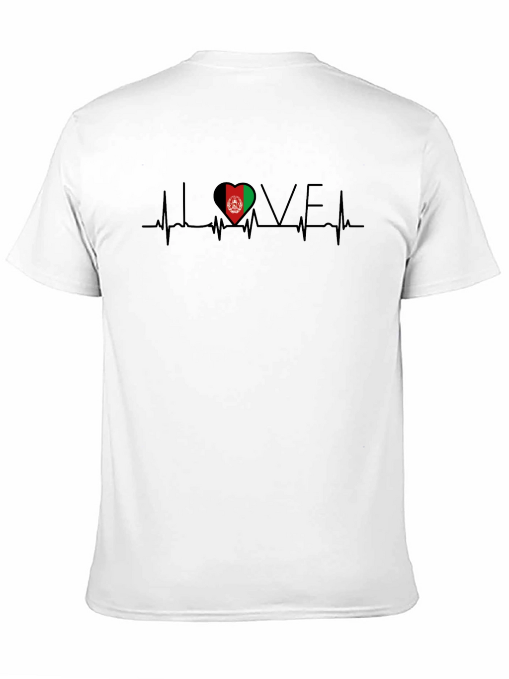 I Love Afghanistan Heartbeat T-Shirt - Black