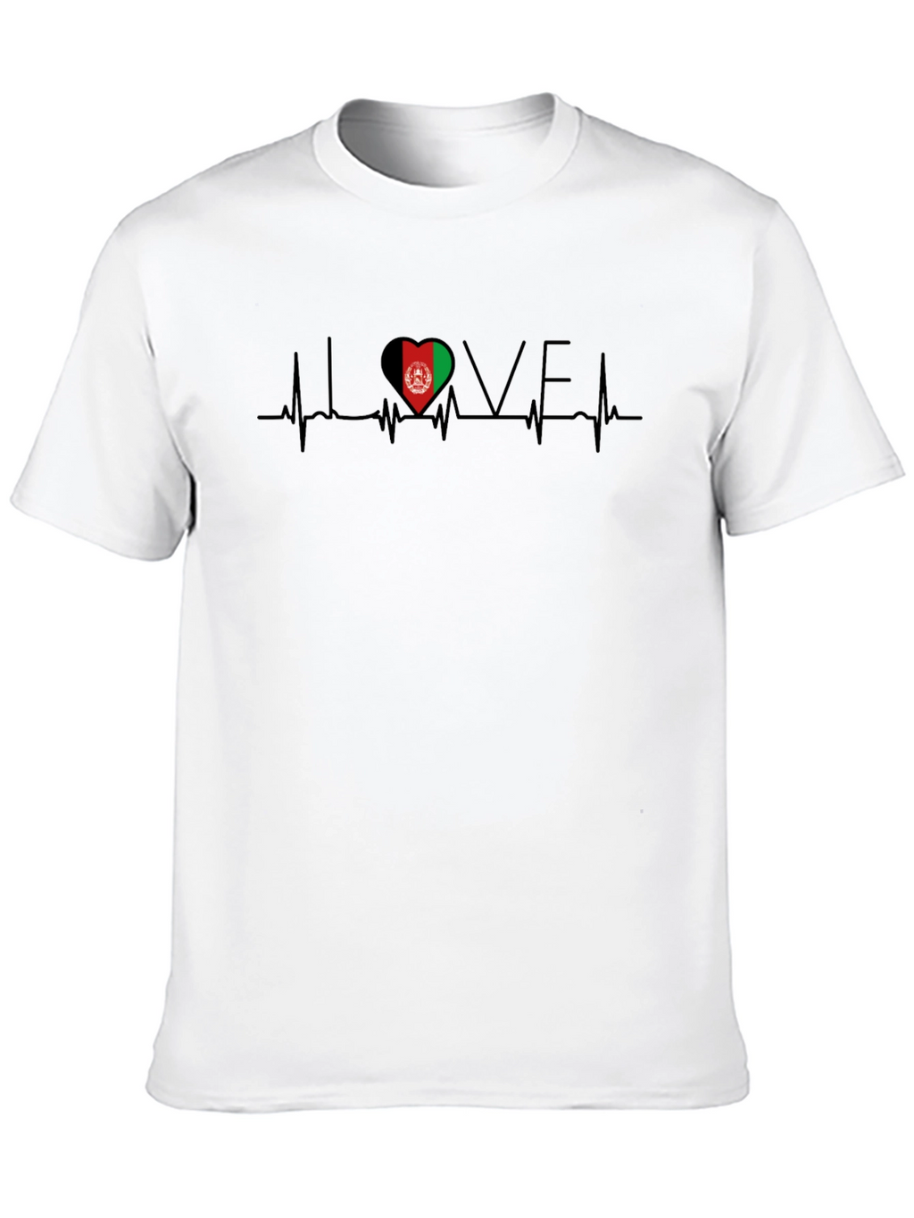 I Love Afghanistan Heartbeat T-Shirt - Black