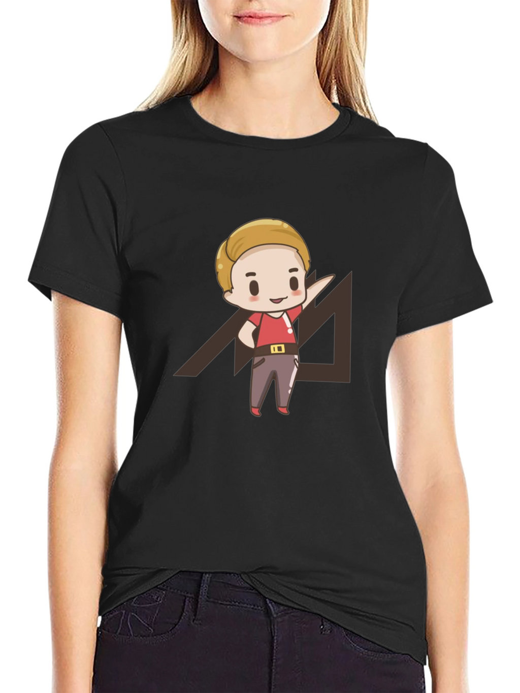 Cartoon Graphic Print Black T-Shirt