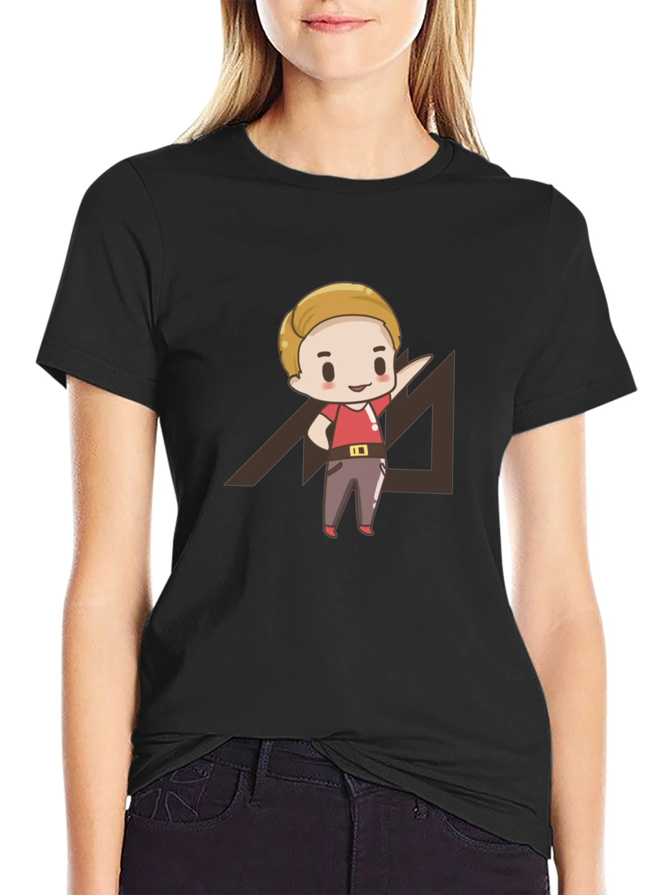 Cartoon Graphic Print Black T-Shirt