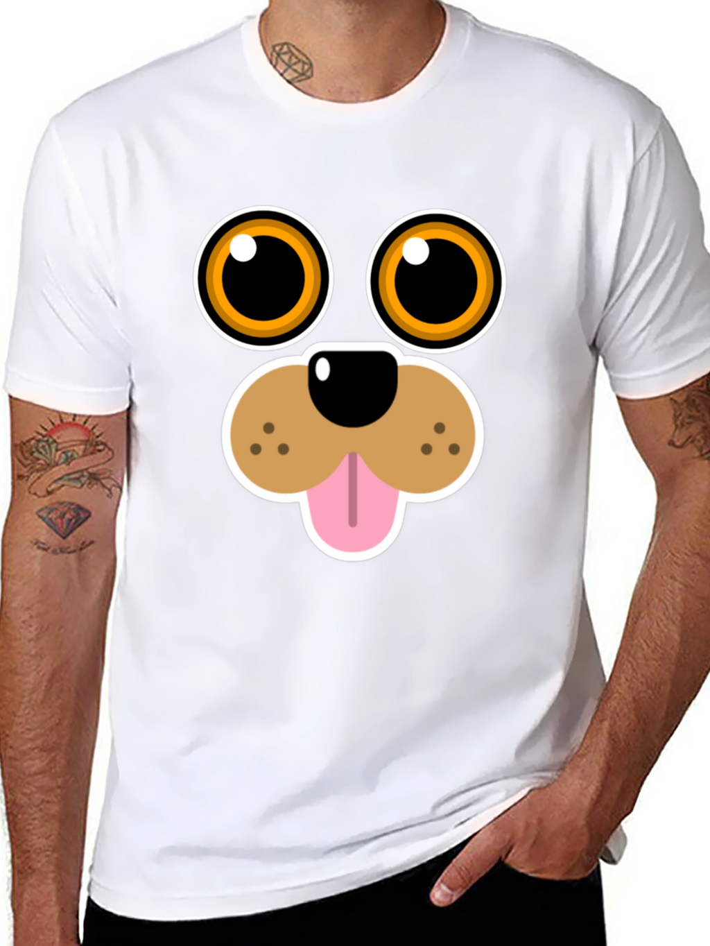 Funny Dog Face Graphic Tee - Cartoon Puppy T-Shirt