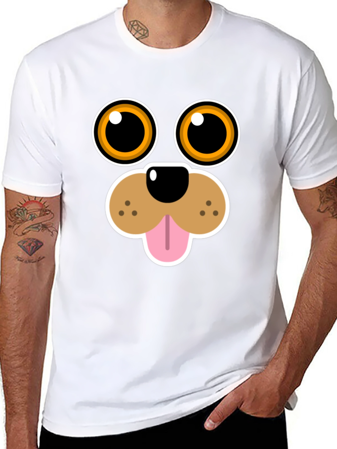 Funny Dog Face Graphic Tee - Cartoon Puppy T-Shirt