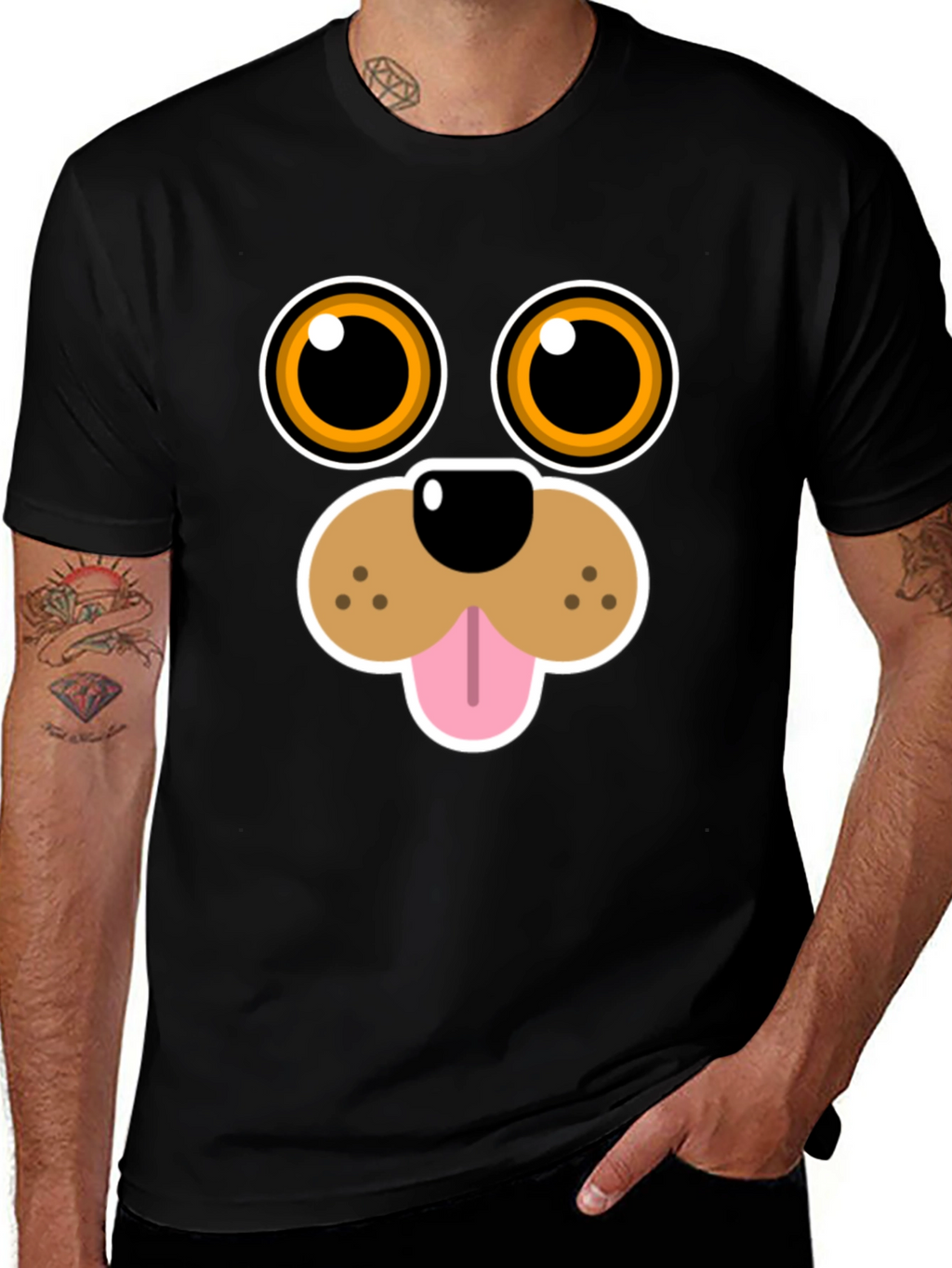 Funny Dog Face Graphic Tee - Cartoon Puppy T-Shirt
