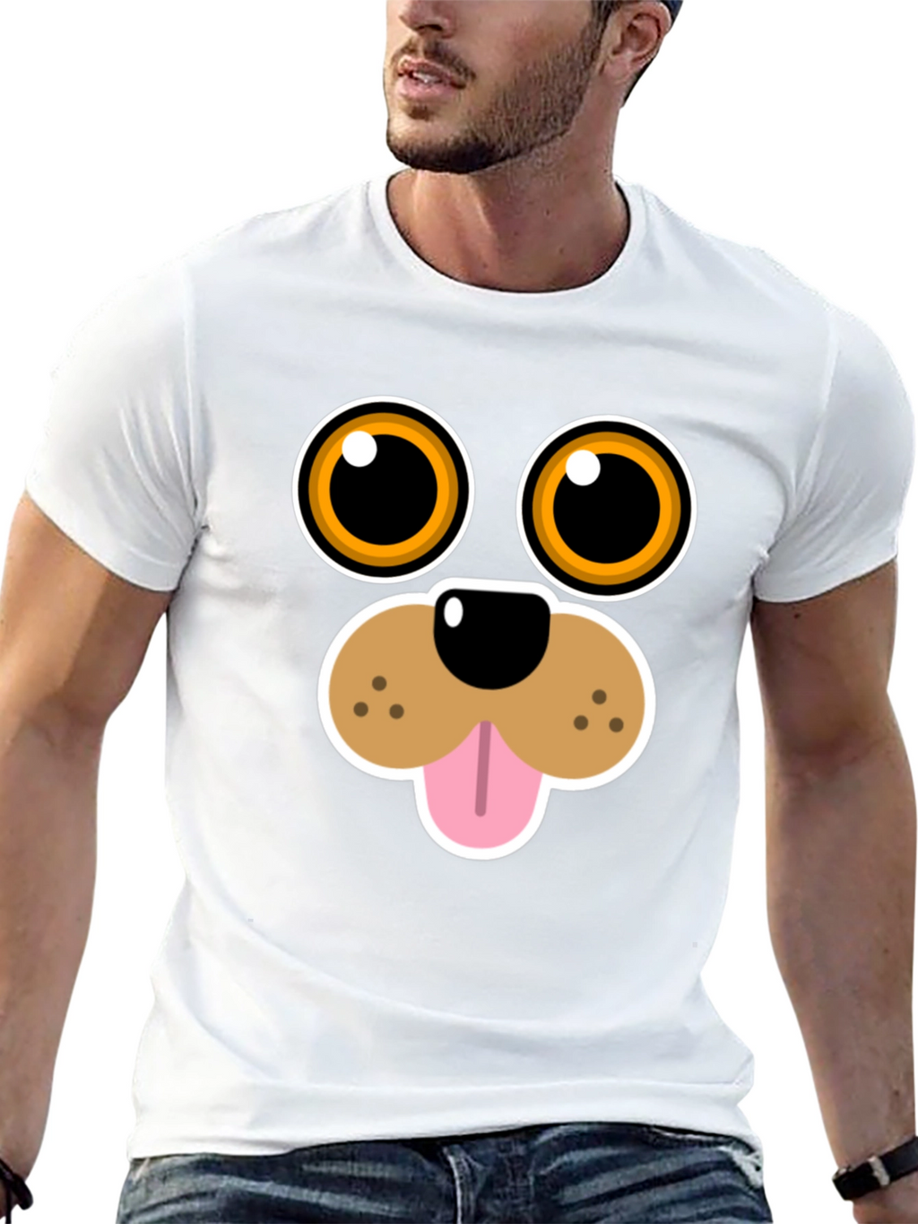 Funny Dog Face Graphic Tee - Cartoon Puppy T-Shirt