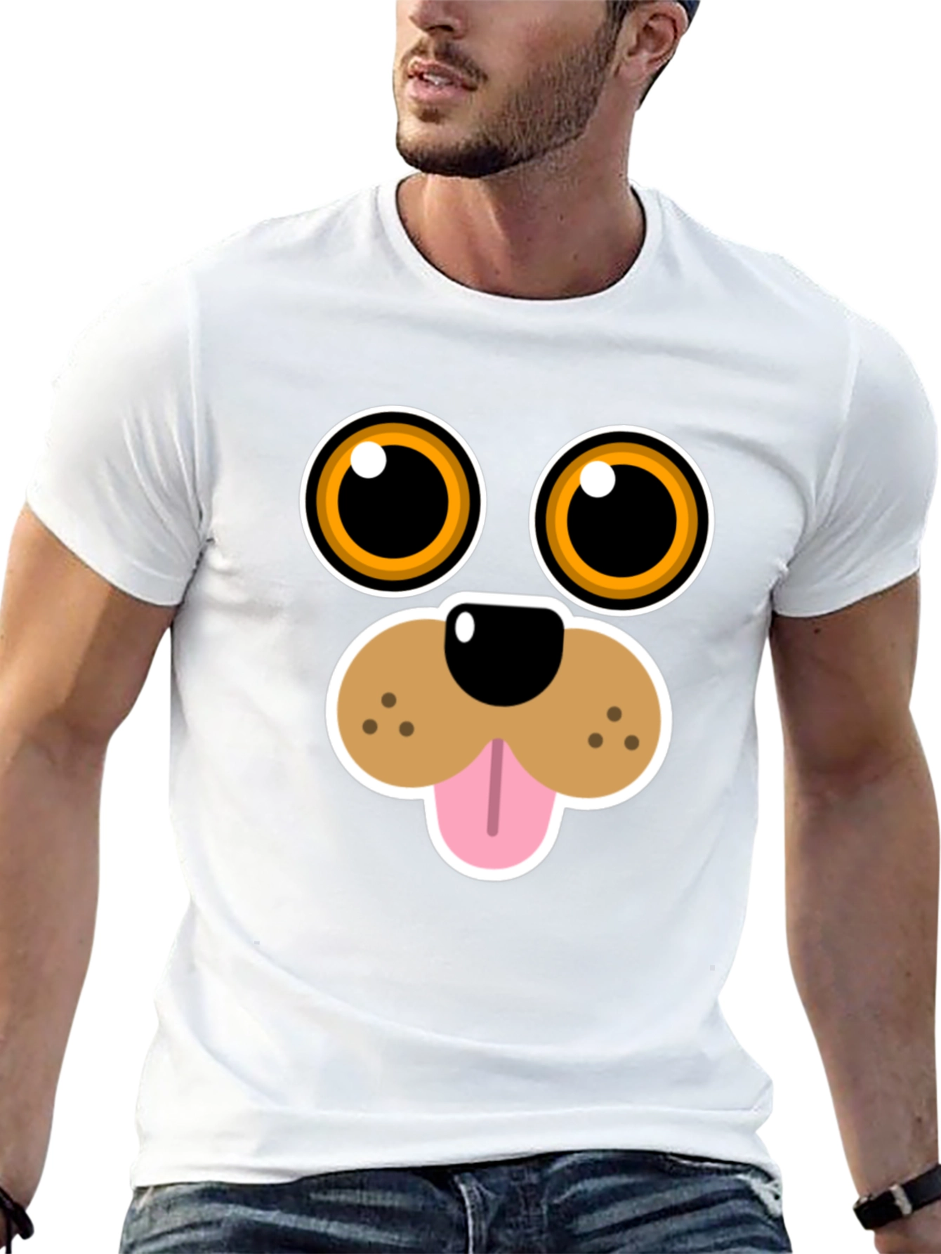 Funny Dog Face Graphic Tee - Cartoon Puppy T-Shirt