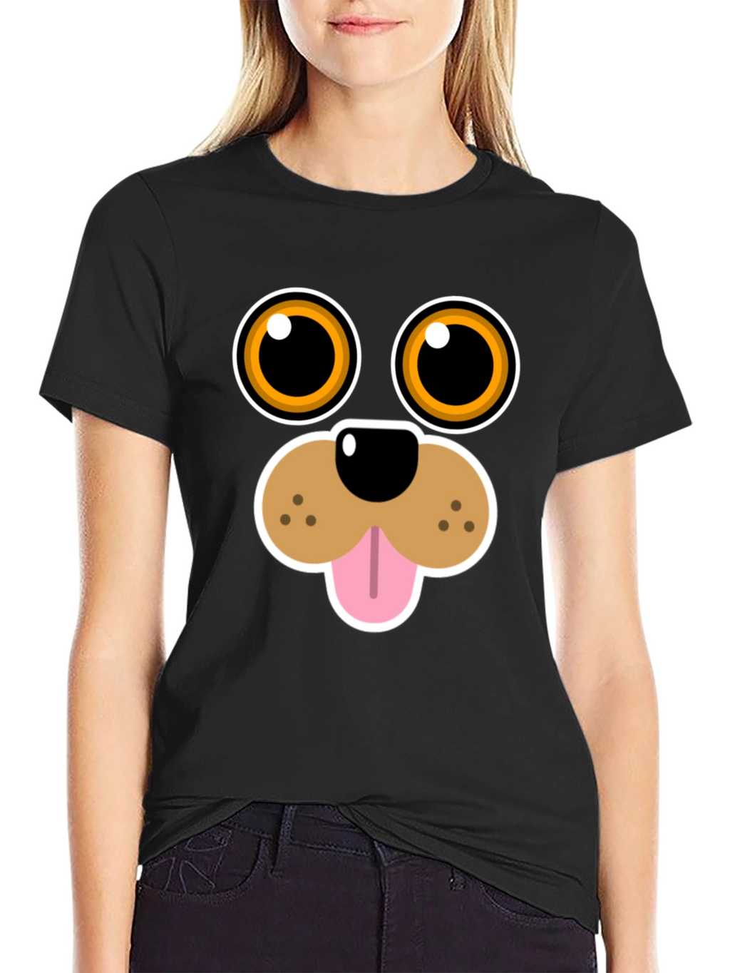 Funny Dog Face Graphic Tee - Cartoon Puppy T-Shirt