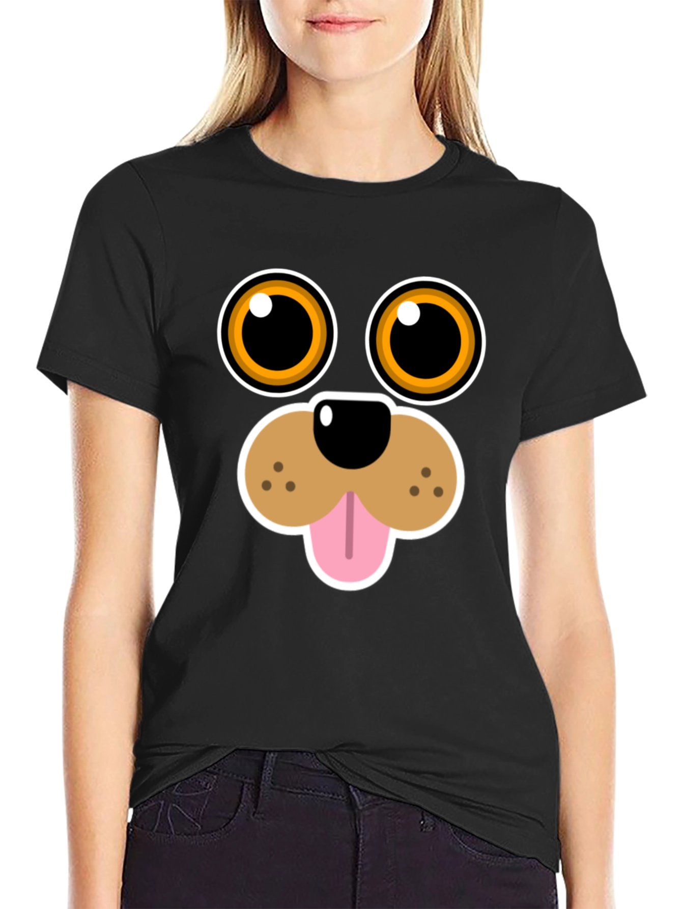 Funny Dog Face Graphic Tee - Cartoon Puppy T-Shirt