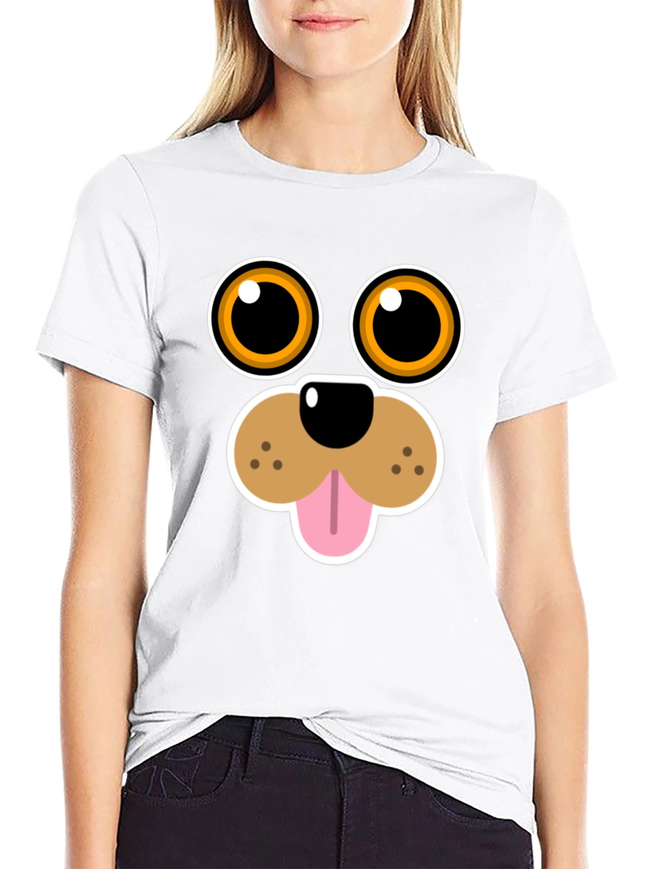 Funny Dog Face Graphic Tee - Cartoon Puppy T-Shirt