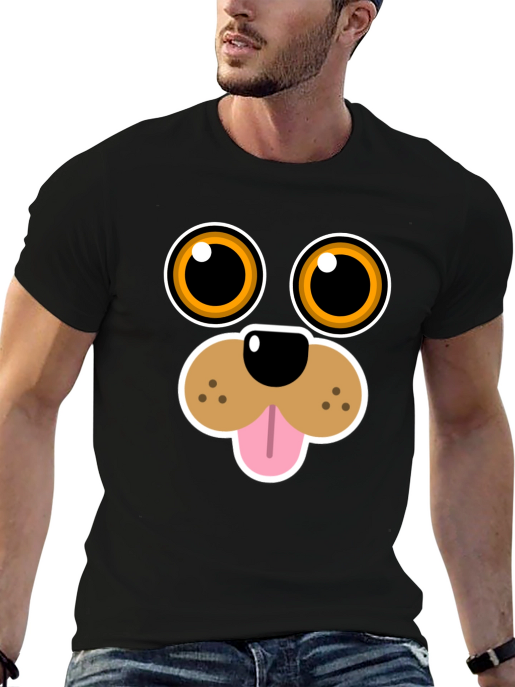 Funny Dog Face Graphic Tee - Cartoon Puppy T-Shirt