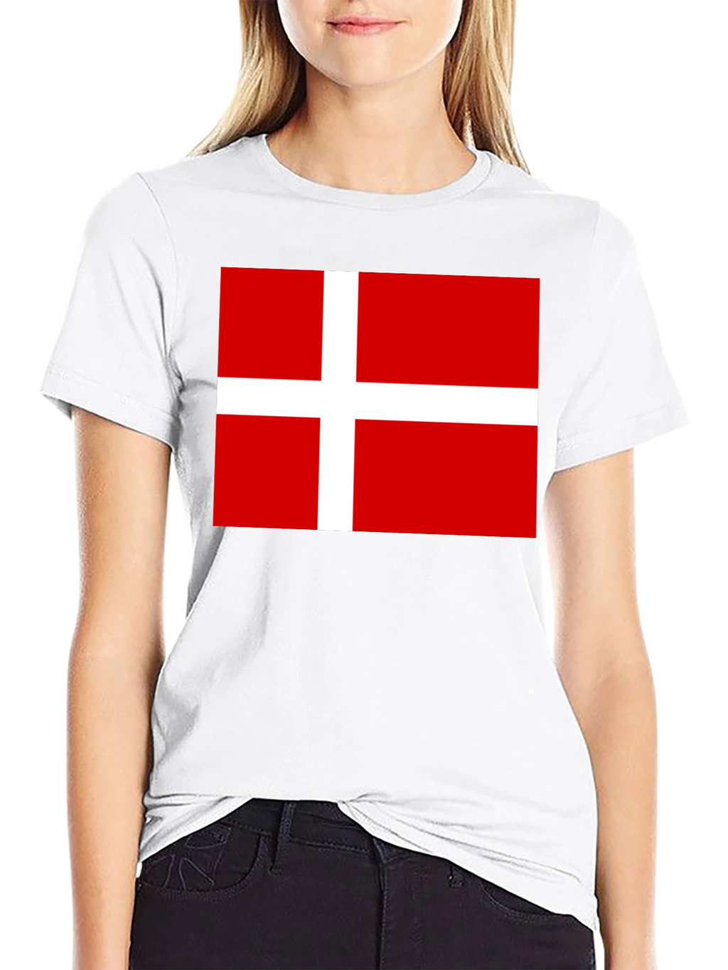Danish Flag T-Shirt - Black Cotton Tee