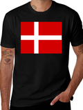 Danish Flag T-Shirt - Black Cotton Tee