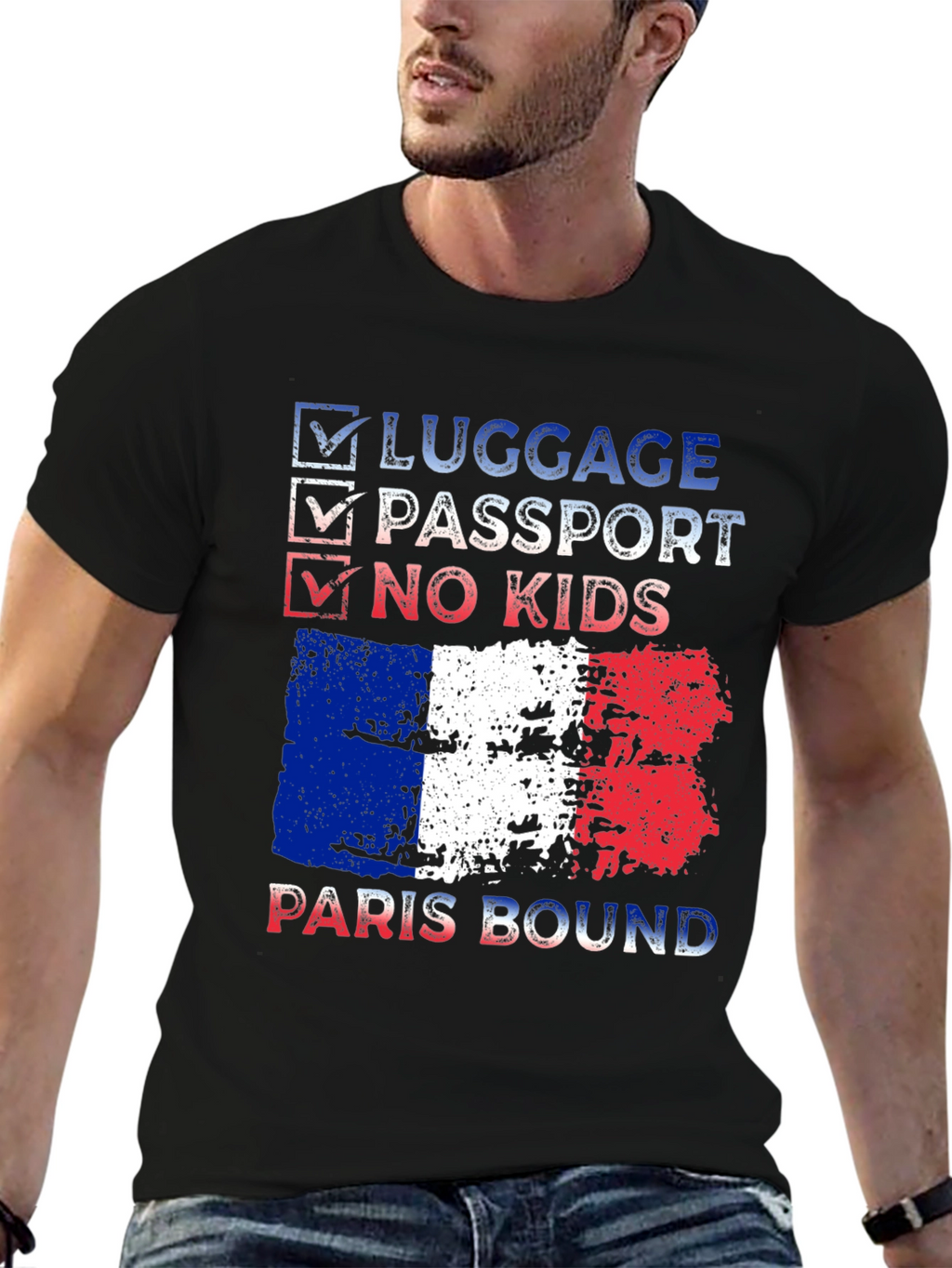 Paris Bound T-Shirt - Luggage Passport No Kids