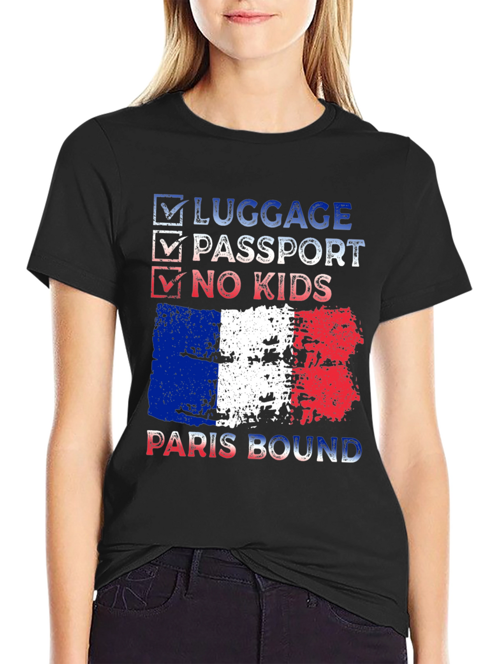 Paris Bound T-Shirt - Luggage Passport No Kids