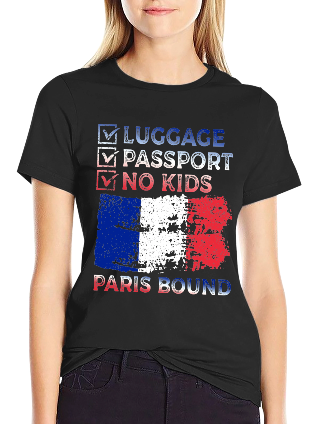 Paris Bound T-Shirt - Luggage Passport No Kids