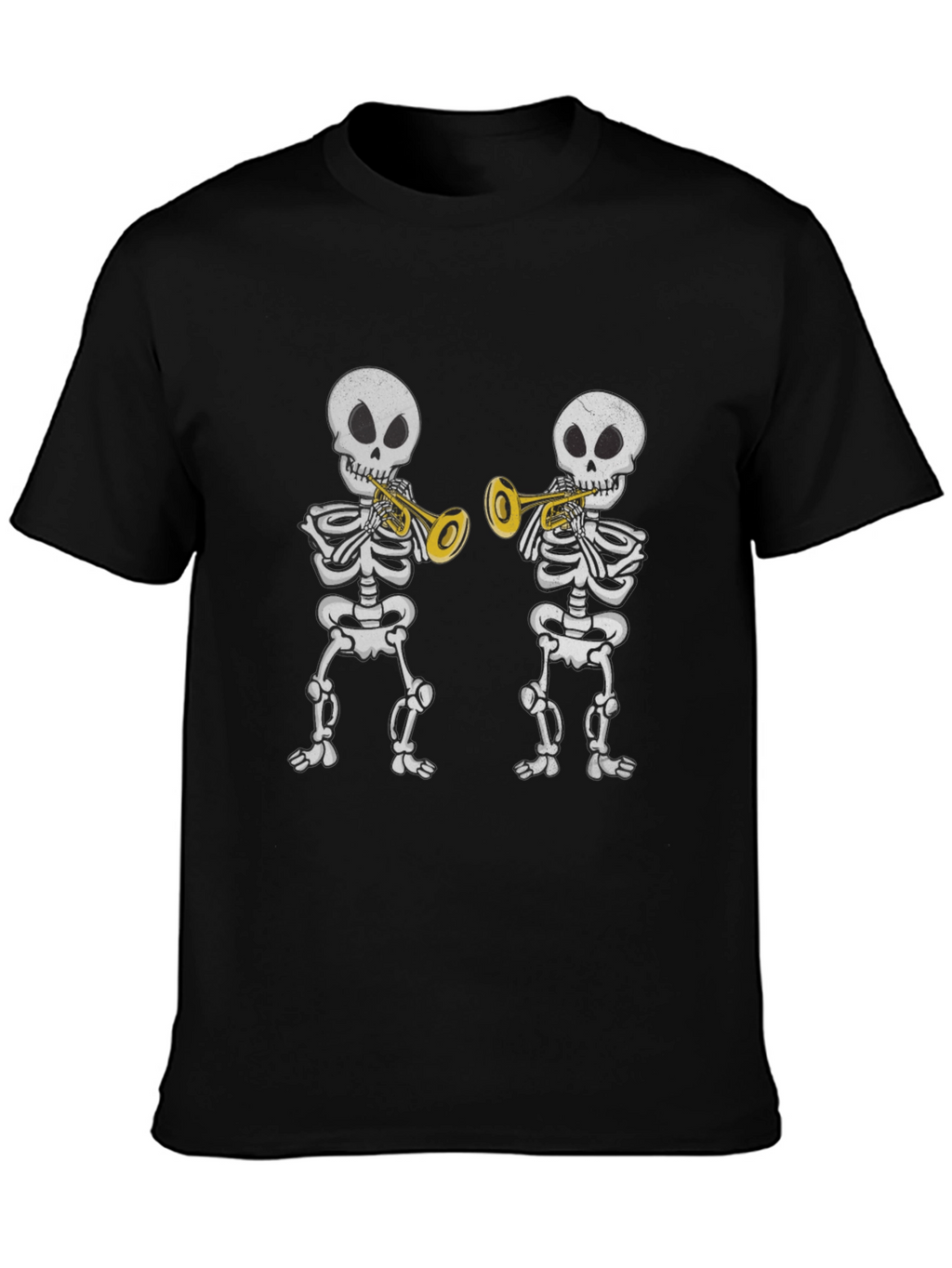 Skeleton Trumpet Player Black T-Shirt