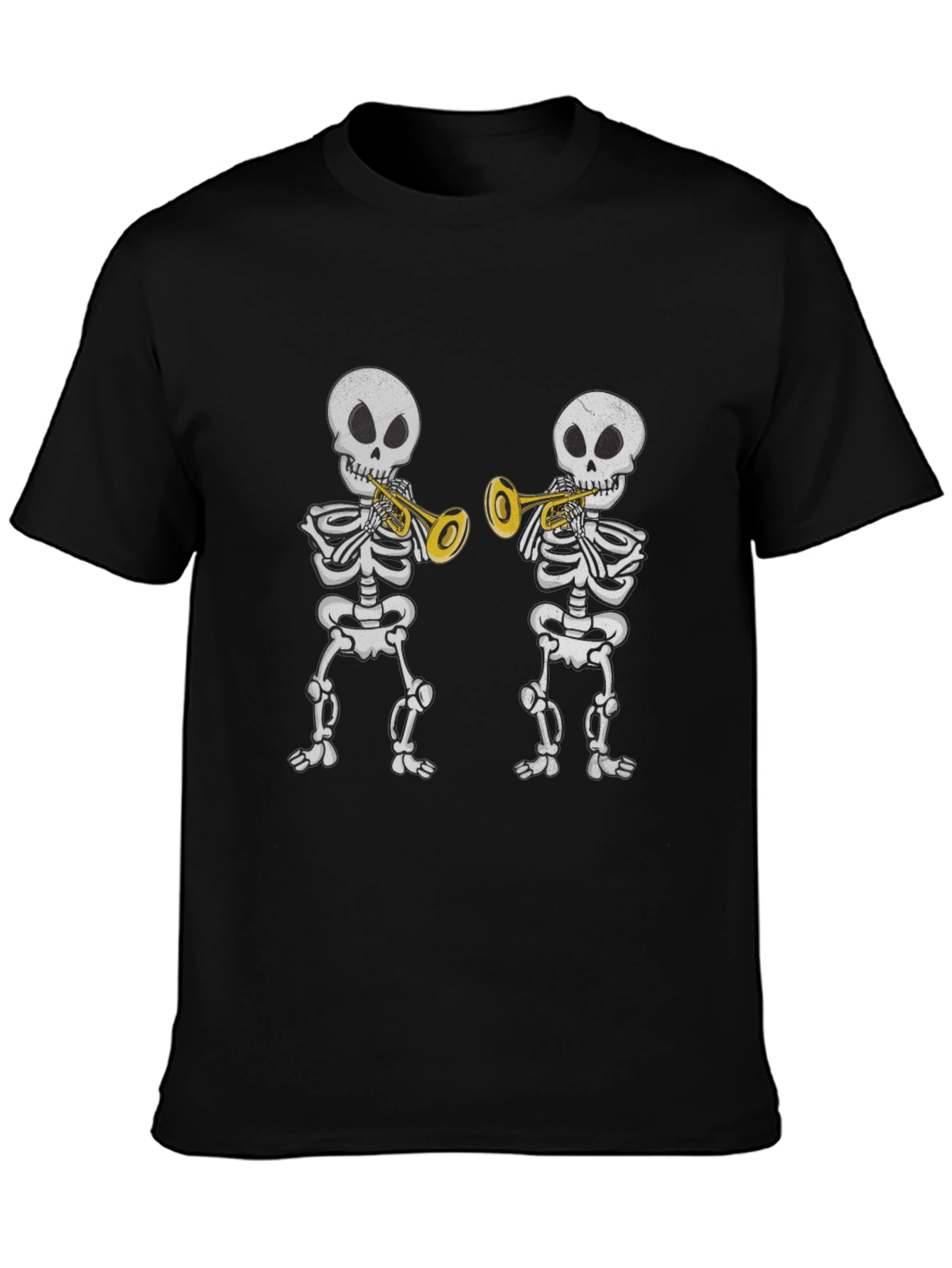 Skeleton Trumpet Player Black T-Shirt