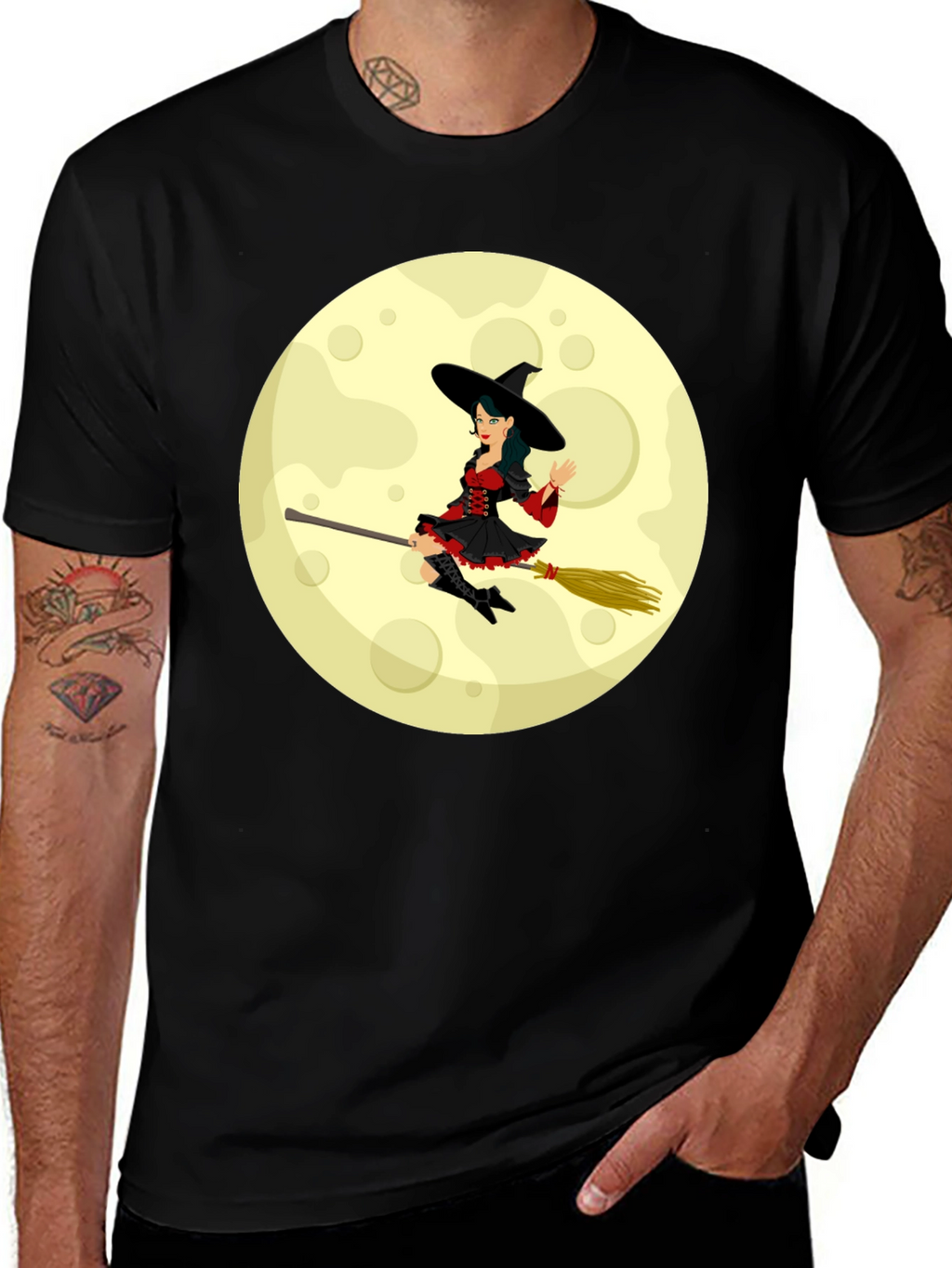 Halloween Witch Moon Graphic T-Shirt