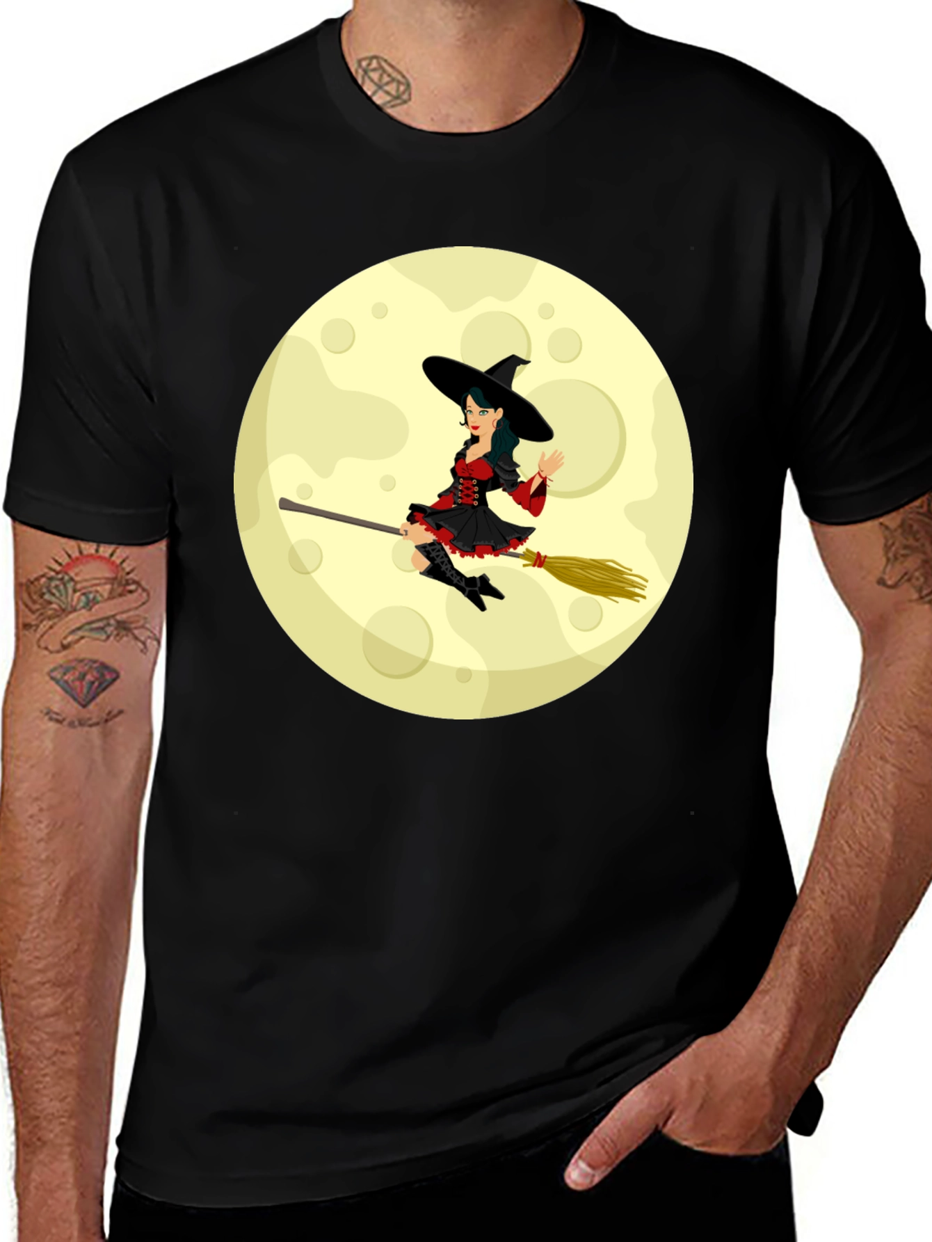 Halloween Witch Moon Graphic T-Shirt