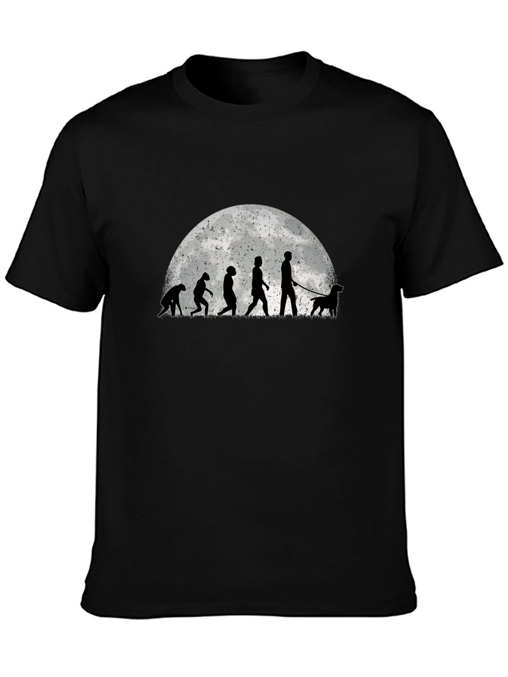 Evolution of Dog Walker Tee - Black Cotton Blend