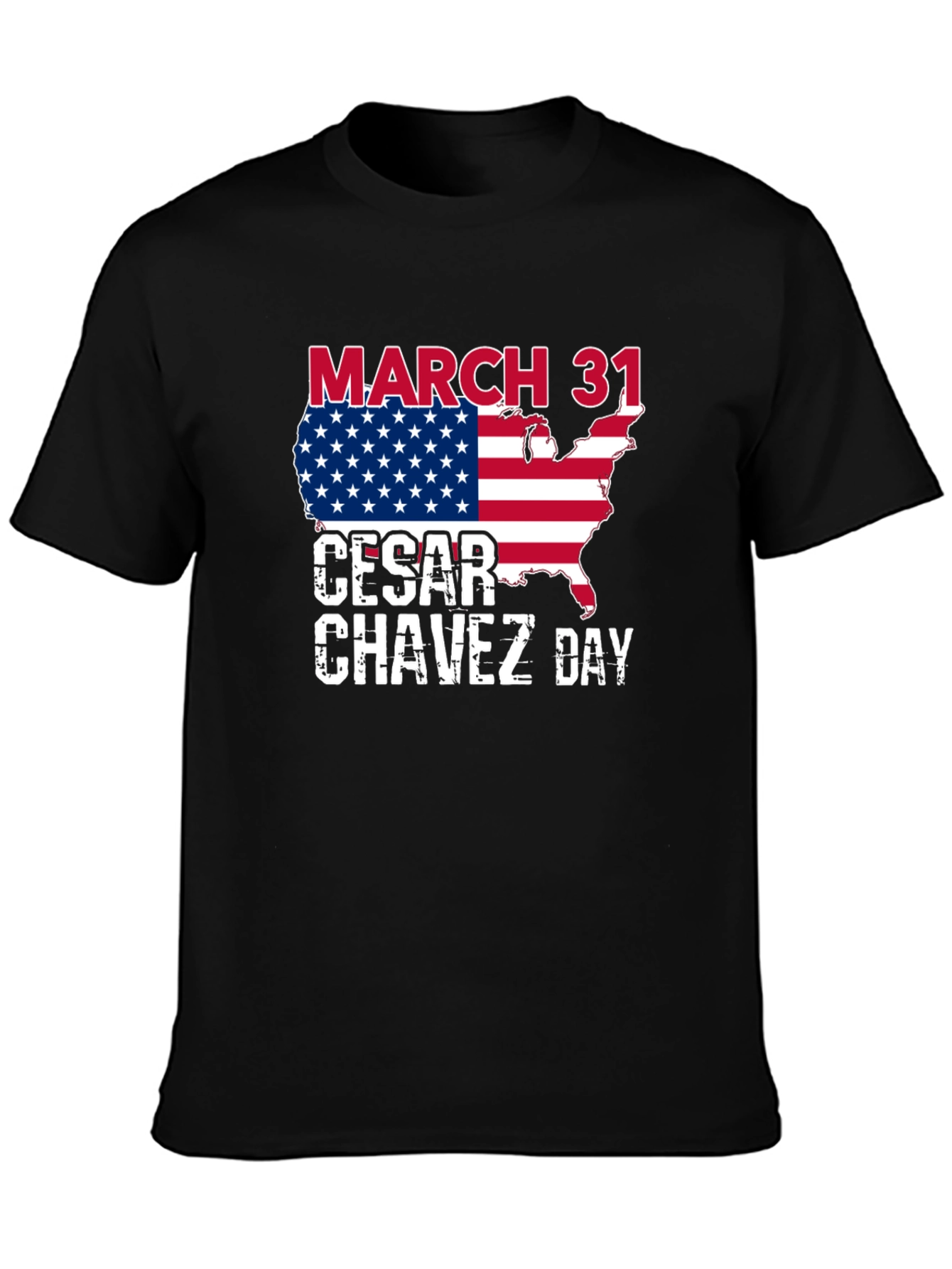 Cesar Chavez Day T-Shirt - March 31 - USA Flag