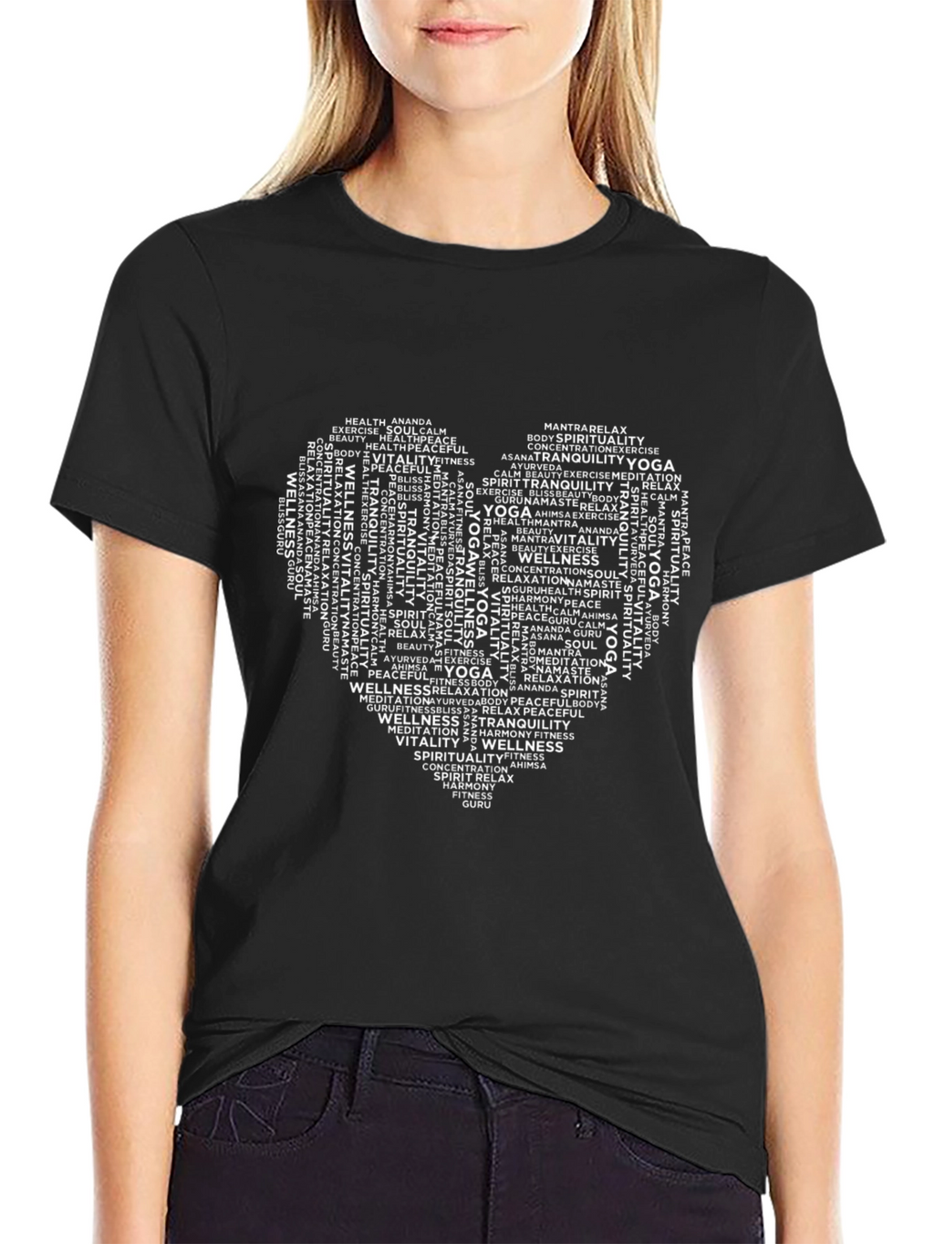 Yoga Heart Word Art Graphic T-Shirt