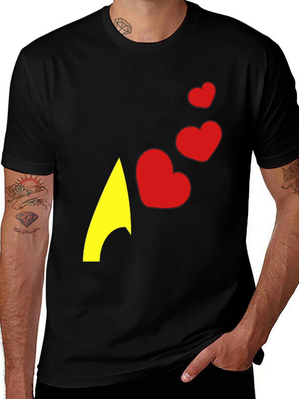 Heart Arrow Graphic Tee - Black Casual Shirt
