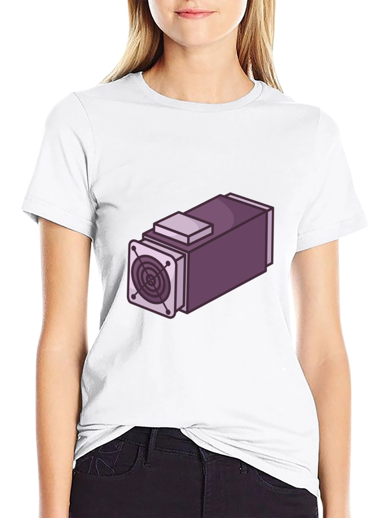 Geeky Purple Mining Rig Graphic T-Shirt