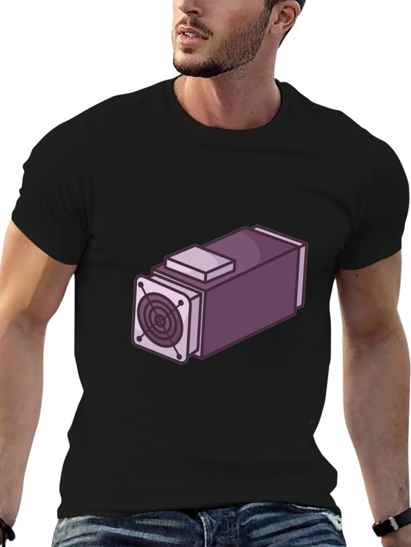 Geeky Purple Mining Rig Graphic T-Shirt