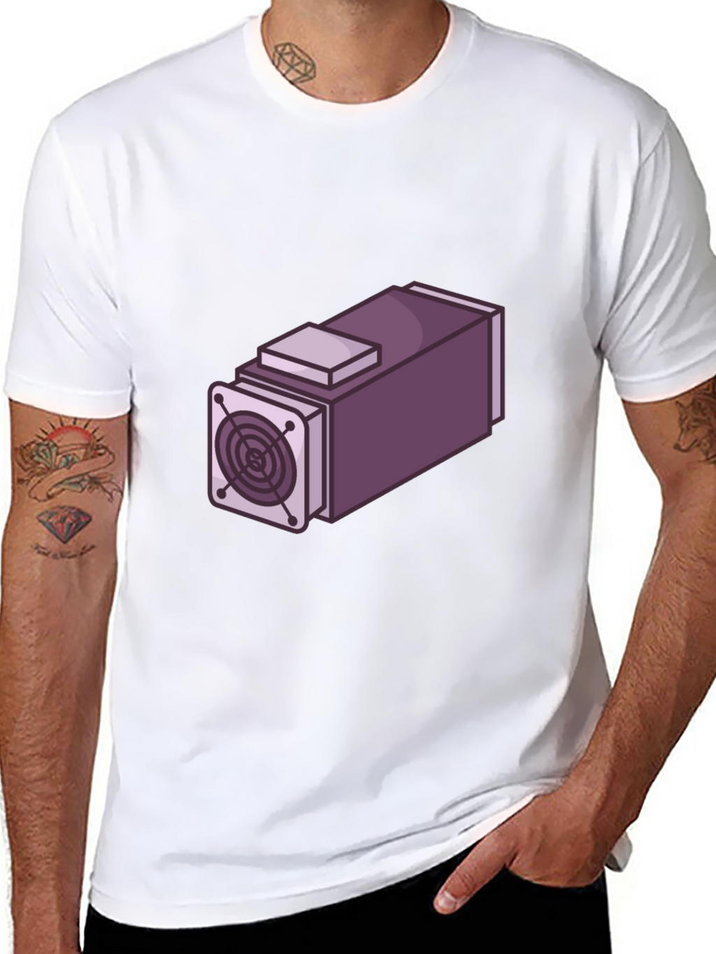 Geeky Purple Mining Rig Graphic T-Shirt